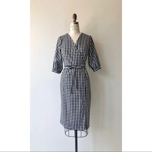 Black and White Gingham Wrap Dress
